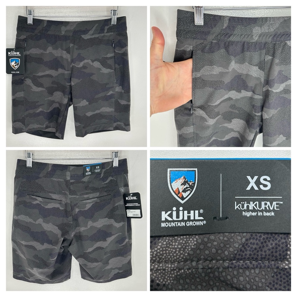 Kuhl Women’s Freeflex Shorts Sz XS Pavement Camo‎ 8” Inseam NWT Gorpcore Hiking